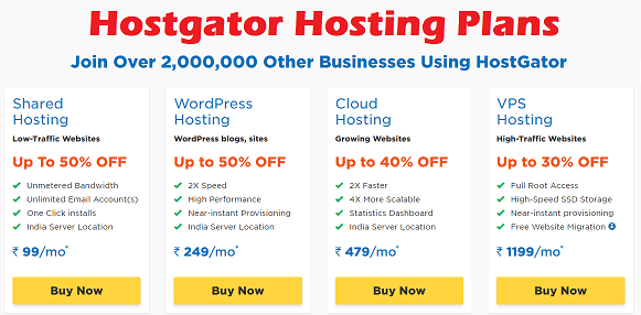 HostGator hosting plans in india