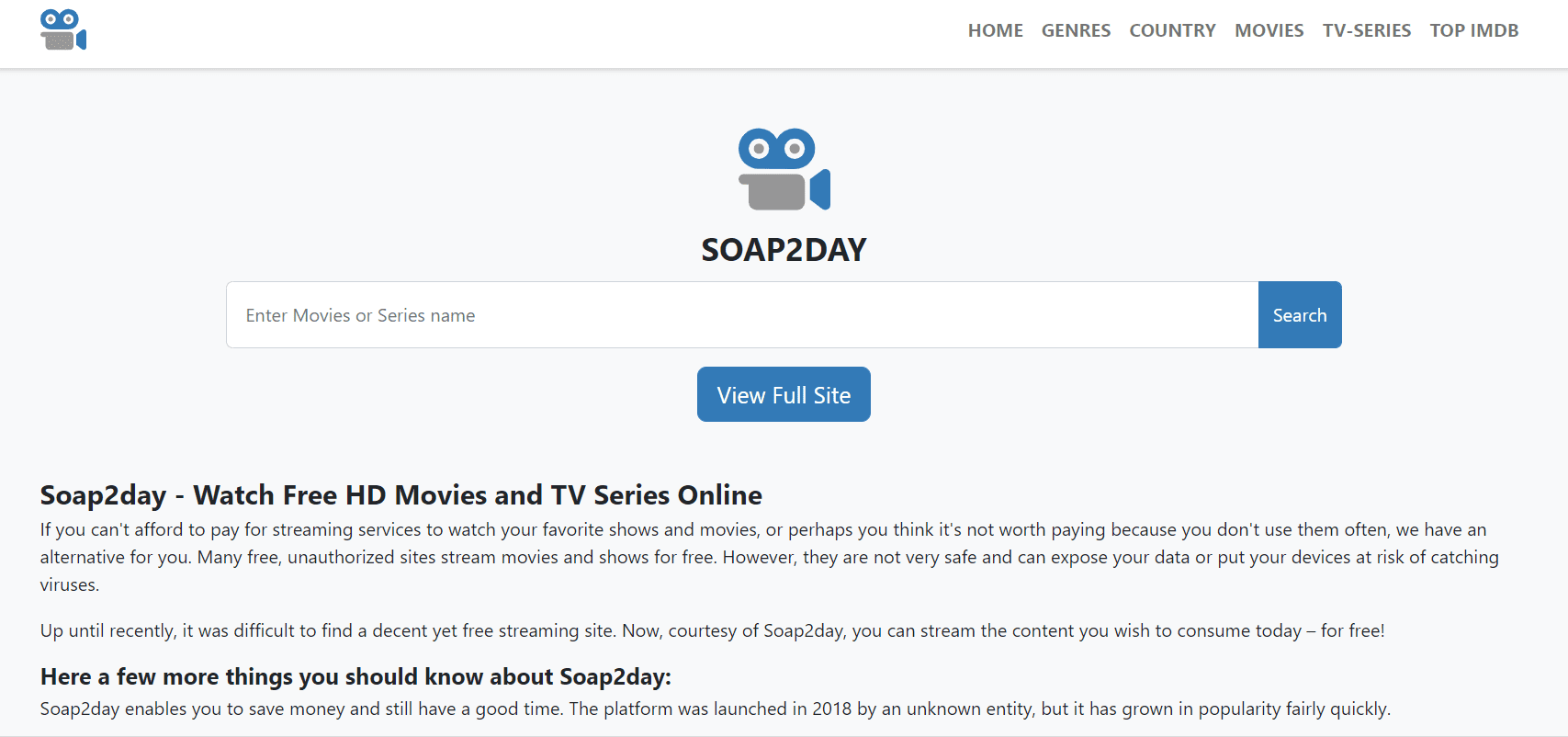 Soap2day - site to watch movies and tv shows for free.